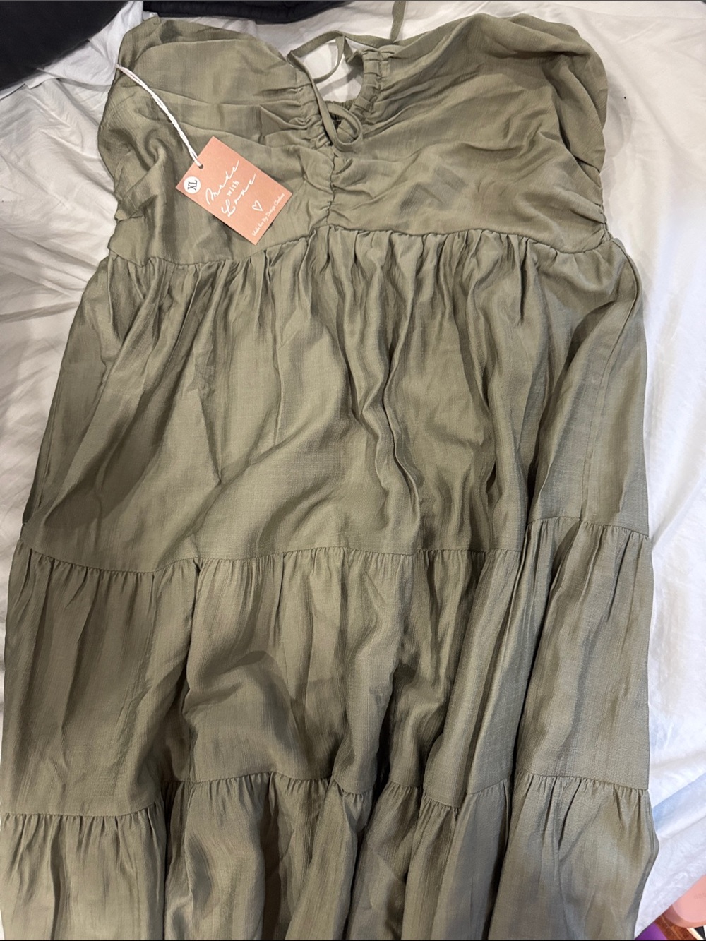 Shirred Pleated Bust Halter Mini Dress Green - Picture 8 of 9